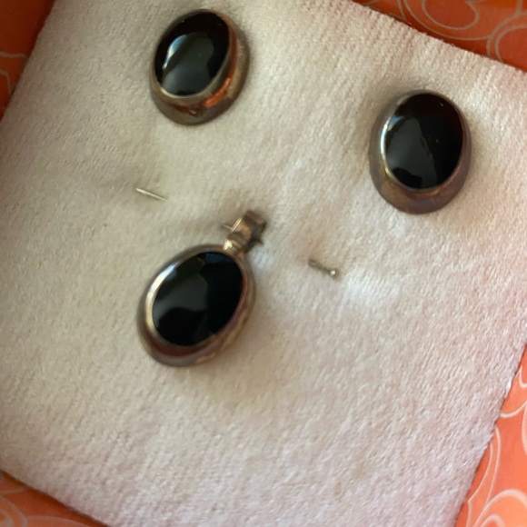 Vintage MM-34 TALLERES DE LOS BALLESTEROS TAXCO 925 Onyx Earrings - Picture 3 of 3